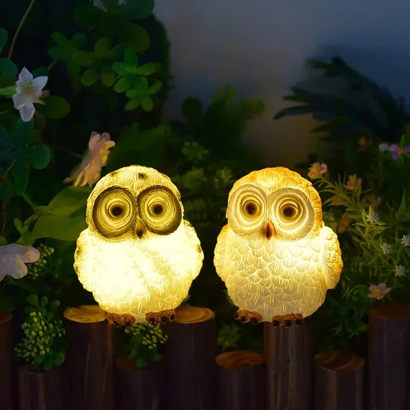 statues oiseaux solaires led extérieures orange blanc artisanal naturel imperméables ip65 abs led