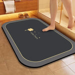 tapis bain moderne motif feuille trèfle bleu noir blanc absorbant doux salle bain