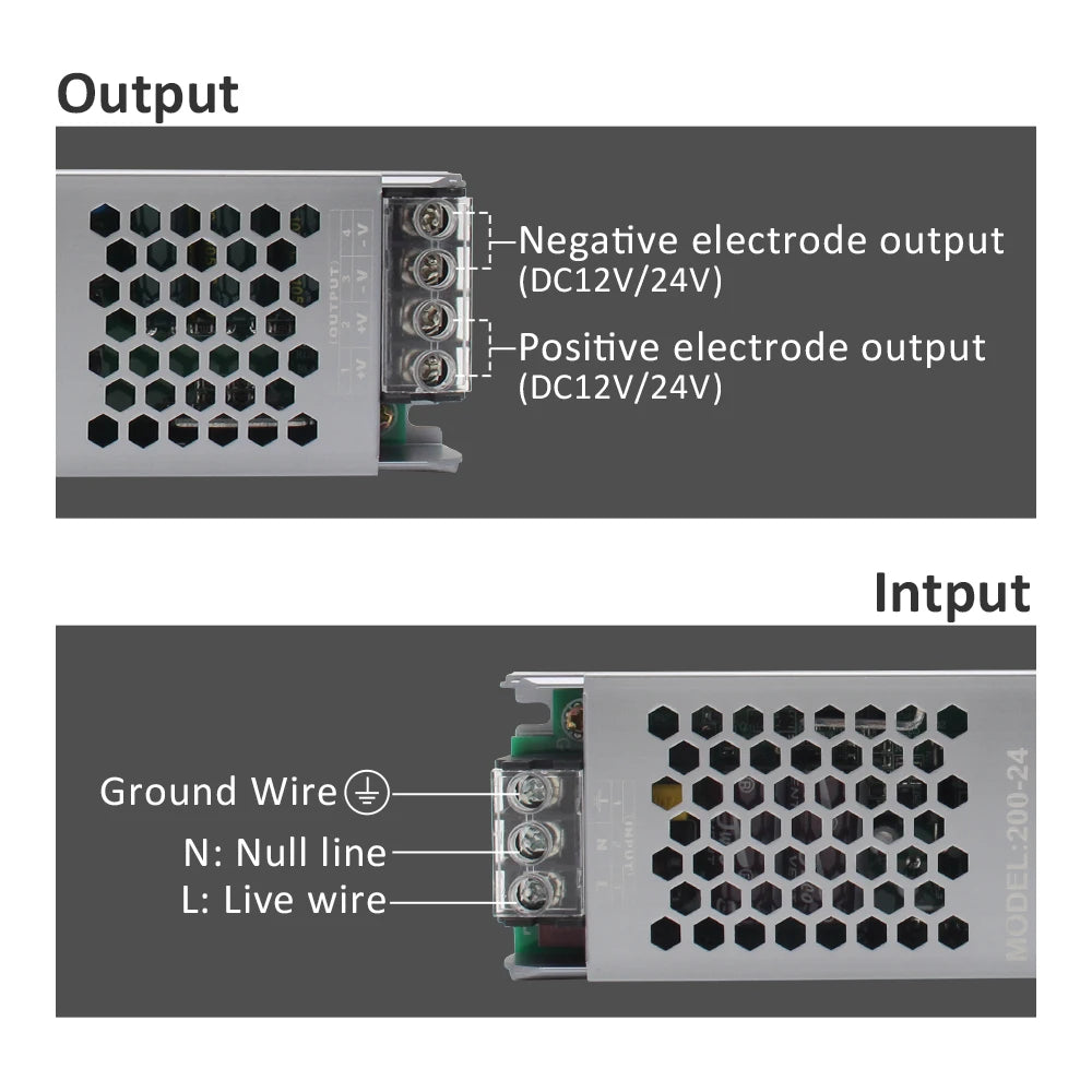 alimentation électrique 24v 12v 60w 100w 200w 220v led driver transformateur lumière certification ul