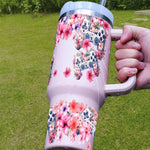 tasses décoratives autocollants fleurs colorées moderne élégant adhésif blanc rose clair