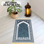 tapis doux bleu foncé motif floral géométrique polyester antidérapant voyage intérieur İslam prière