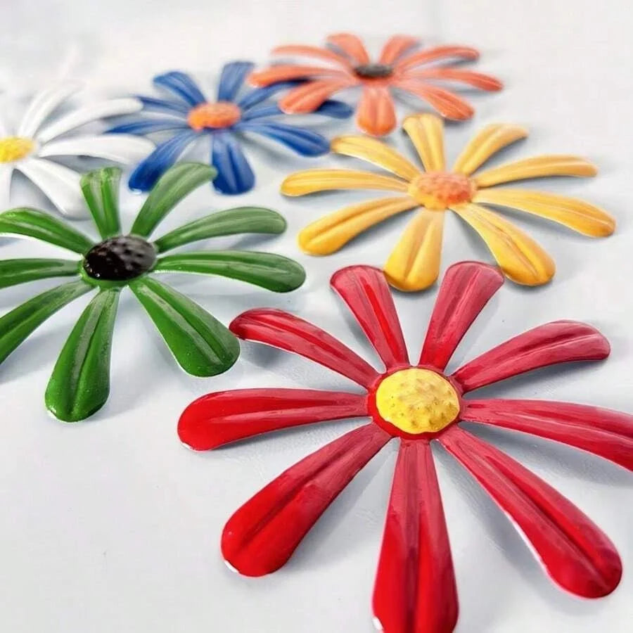décorations murales fleurs métal couleurs vives marguerites vintage pop art moderneintérieur extérieur