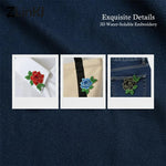 broderie 3D fleurs ecussons adhésifs couleurs bleu vert rouge jaune