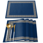 serviettes table classiques motif géométrique rouge gris bleu marine beige