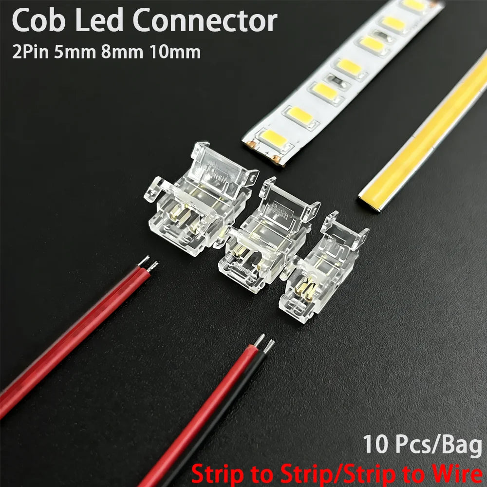 connecteur led transparent sans soudure clips moderne 5mm 8mm 10mm bande led 10pcs câbles