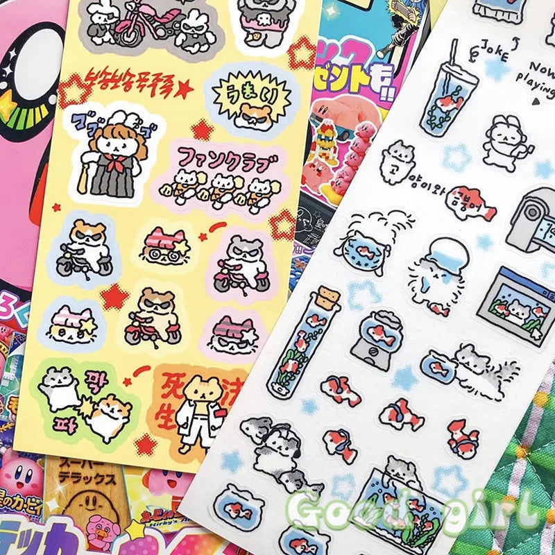 sticker kawaii multicolore dessins animés adhésifs mignons opaques autocollants animauxscriçãopta