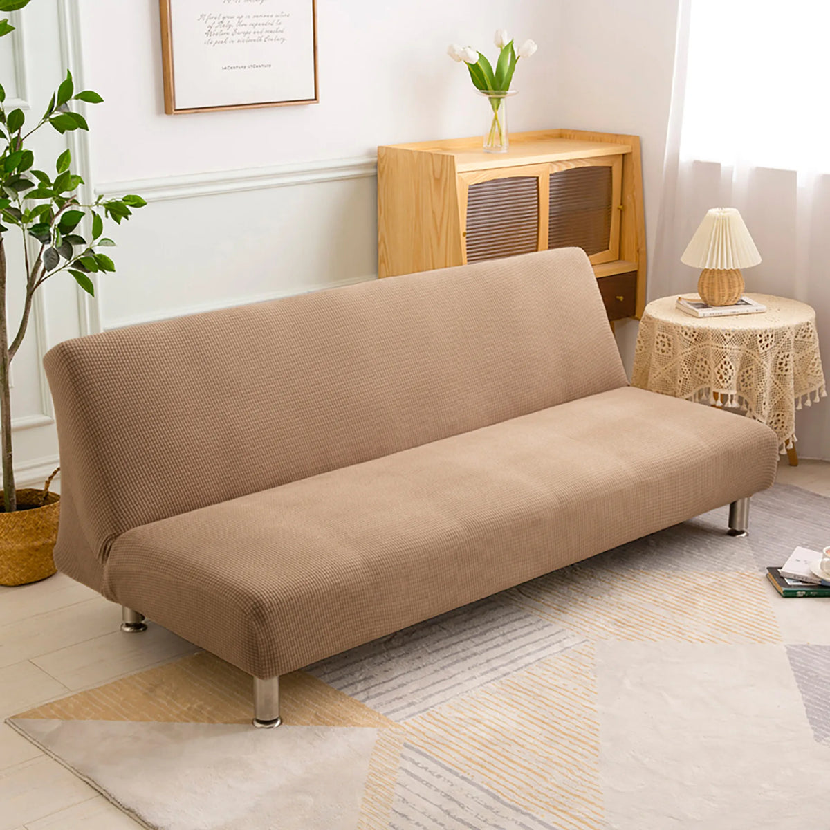 housse canapé extensible tissu jacquard vert petit carreau moderne canapé lit