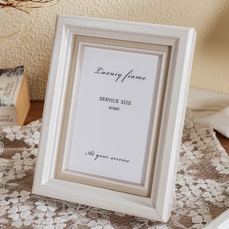 cadre photo blanc texture bois classique décoration maison pouces 10 poucesversible table mur