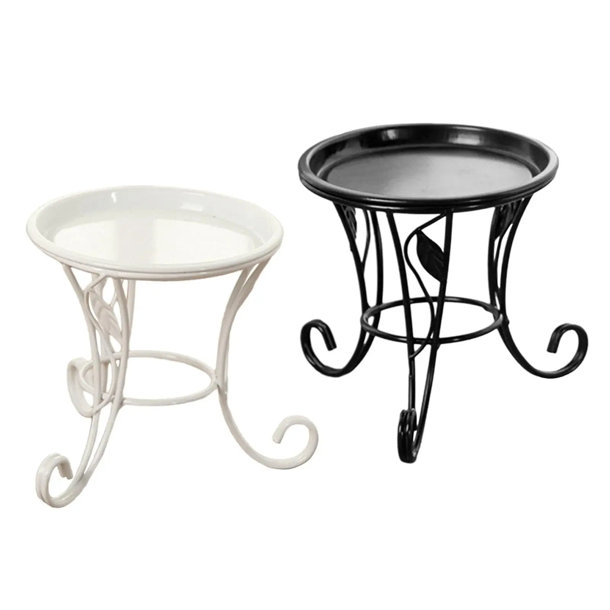 support plante floral art nouveau plateau métal robuste noir blanc vintageextérieurintérieur