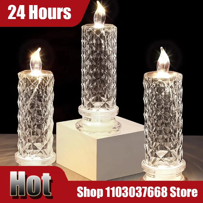 lampe sans flamme transparente diamant moderne base solide décoration chambre noël mariage anniversaire