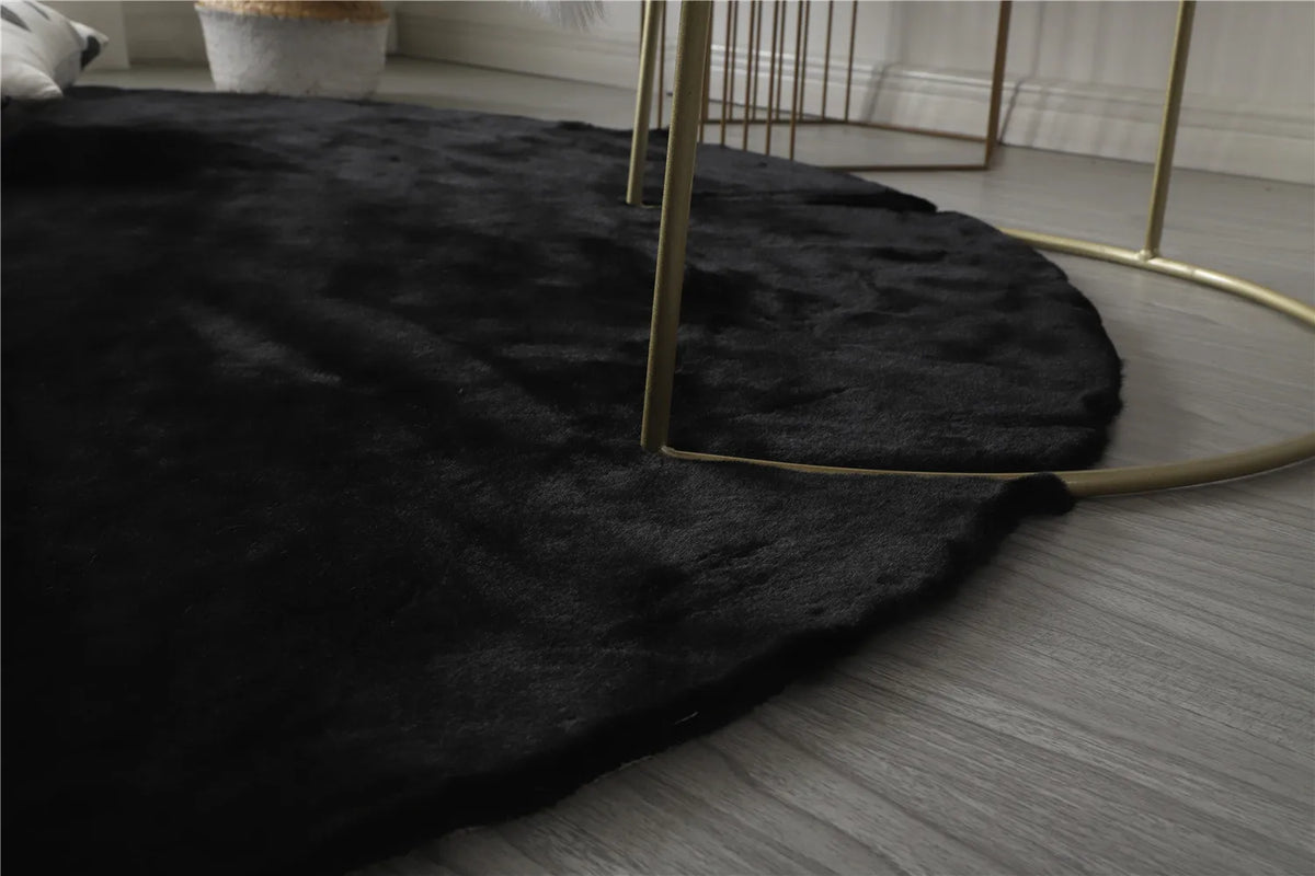 tapis noir velours moelleux moderne salon chambre unicolore polypropylène lavableextérieurintérieur