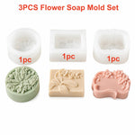 moules savon silicone floral blanc vert rose décoration artisanale diy trois pièces
