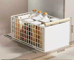 rangements métal pliables paniers maille fine gris moderne cuisine tringles poignées bois