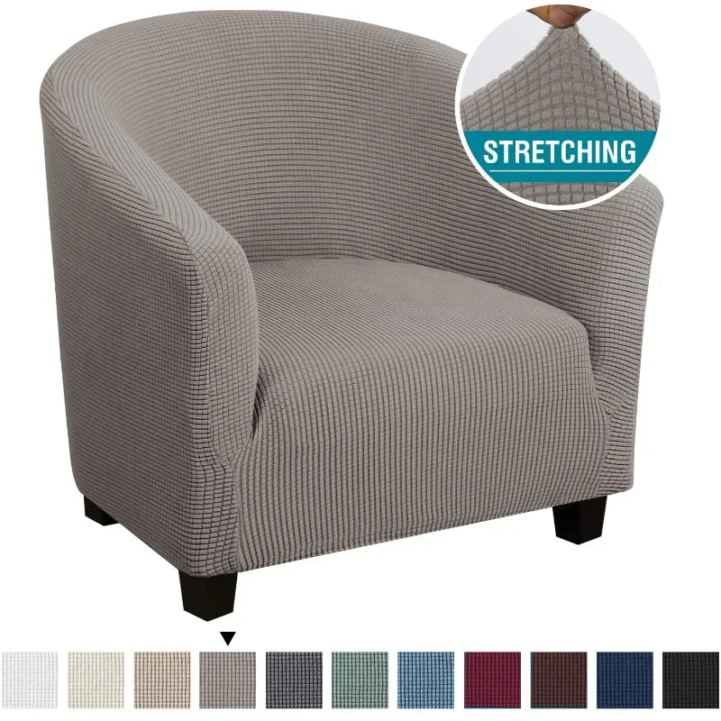 fauteuil moderne housse polyester jacquard gris élégants boutons protection salon automne hiver