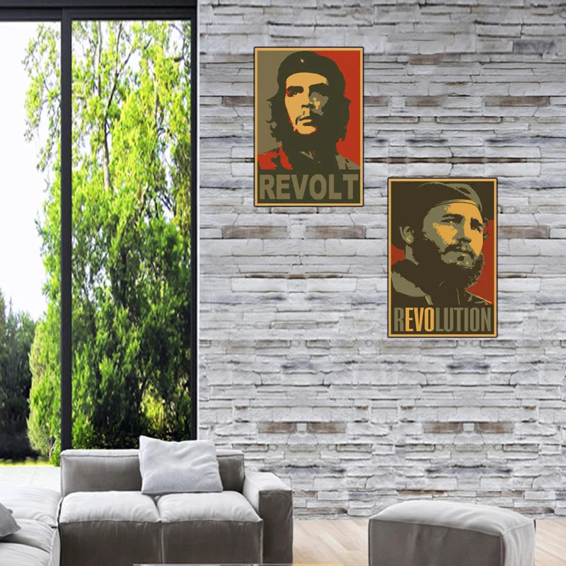 affiche vintage politique portraits figures historiques sepia noir rouge verte chambre decoration papier hautegrade