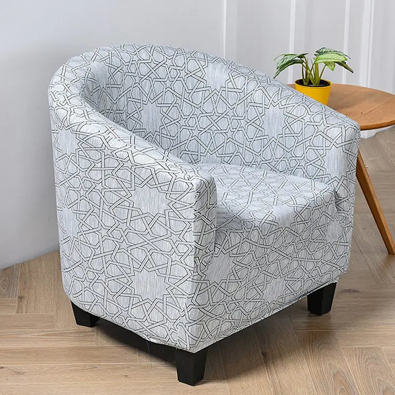 housse fauteuil tubulaire impression géométrique moderne polyestère machine bleu beige