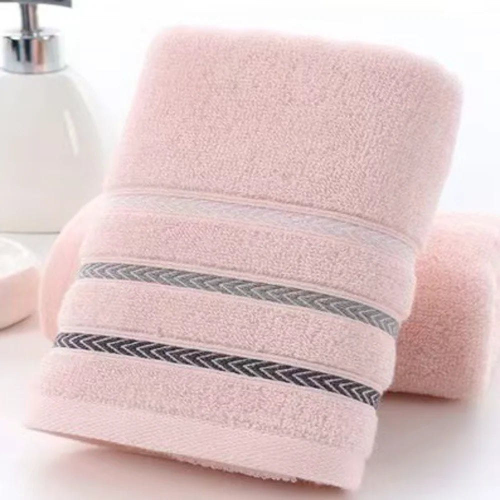 serviettes toilette rapide absorbantes microfibre coton polyester rose clair rayures noires classique