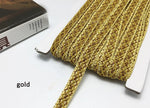 ruban dentelle marron violet or gris beige texture tissée moderne 14mm polyester