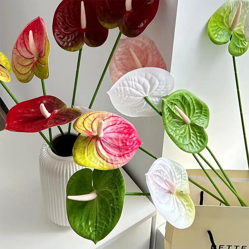 décoration intérieure plante artificielle feuilles ovales moderne vase boîte enjoy life rouge vert blanc