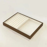 boîtes bijoux bois marron velours beige moderne grande capacité rangement exposant minimaliste