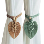 rideaux macramé boho franges beige vert gris jauneclair