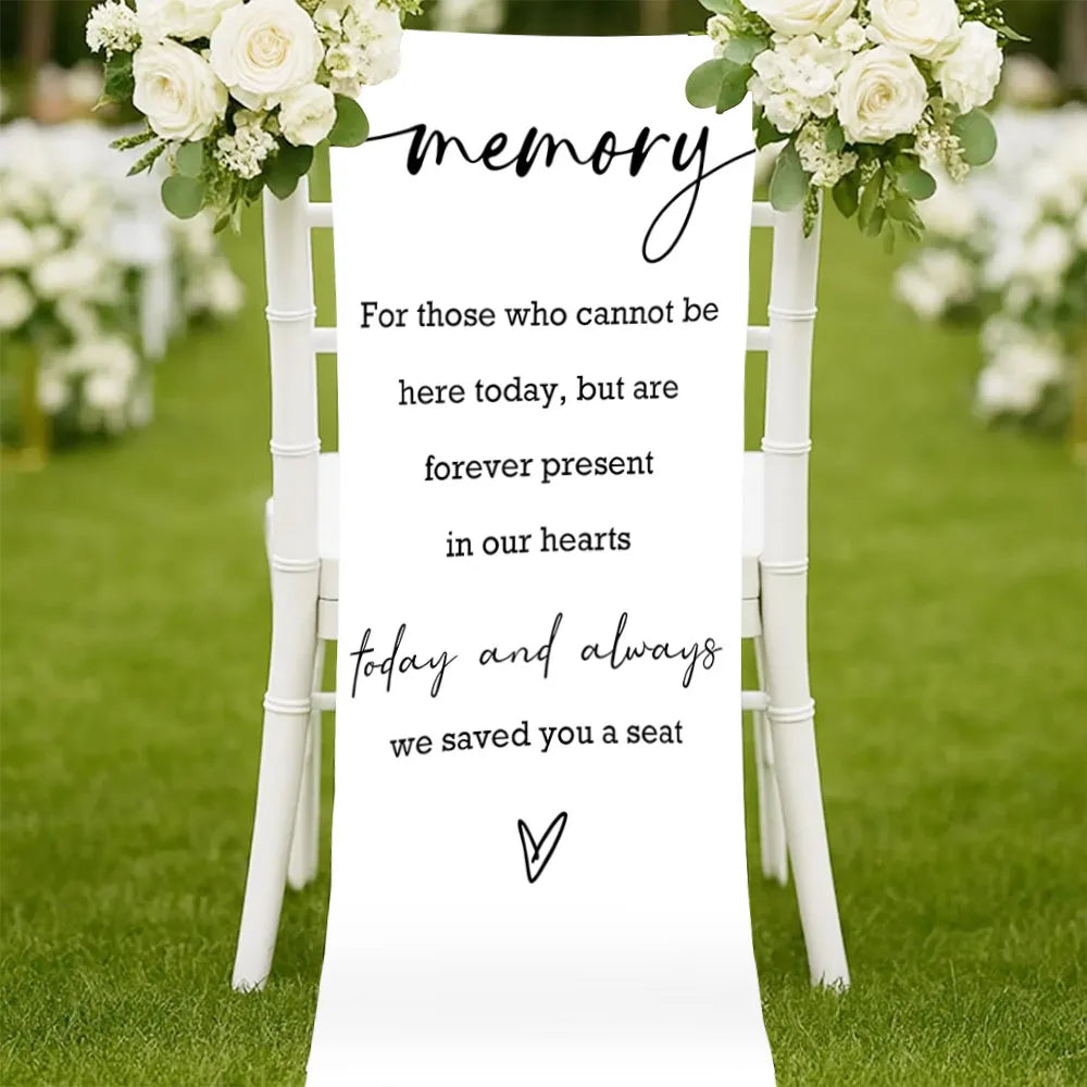 bannière mariage commémorative lettrage blanc vert bordure élégante clips decoration événement festive polyester