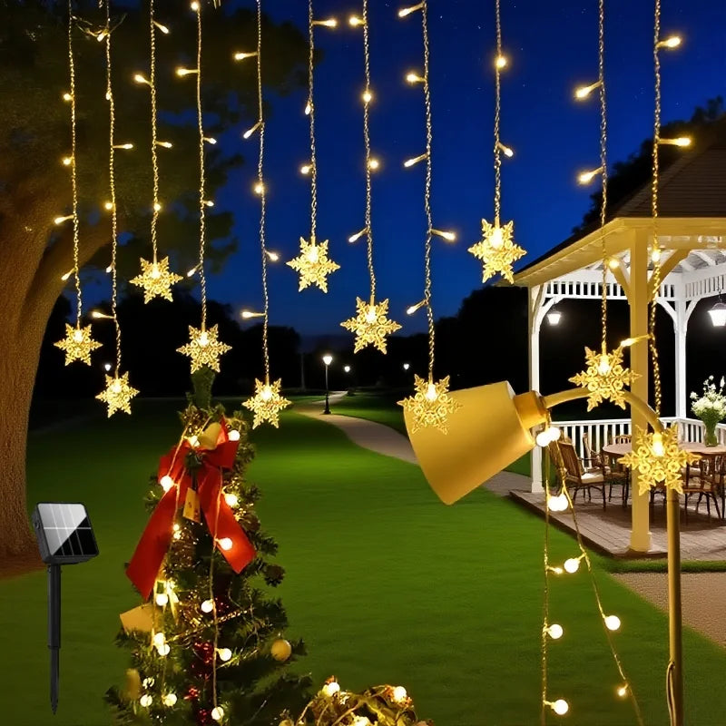 guirlande lumineuse multicolore flocons neige clips led modes éclairage blanc chaud décoration noël festive