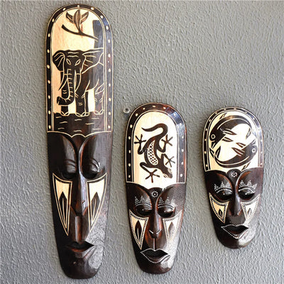 Masque sculpté en bois thaïlandais décoration murale vert pomme