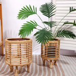 pots plante naturel blanc corde tressée bois rustique boho chic plastique transparentintérieurextérieurbalcon