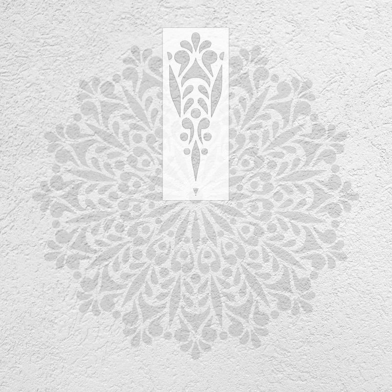 Stencil mural mandala fleurs gris blanc artisanal décoration adhésif papier autocollant large chambre salon