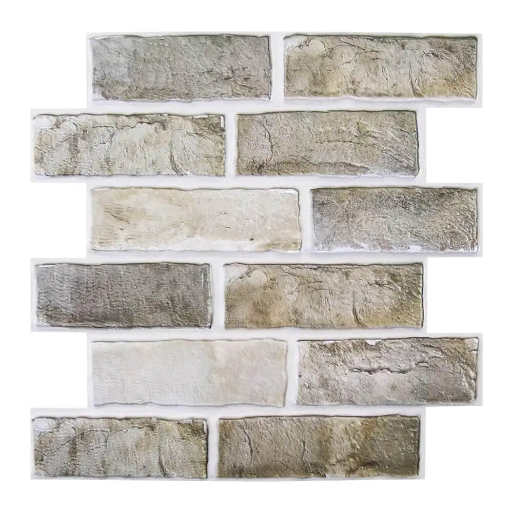 panneaux decoratifs murals 3d texture brique moderne adhesifs marron beige 30cm 30cm pack 10