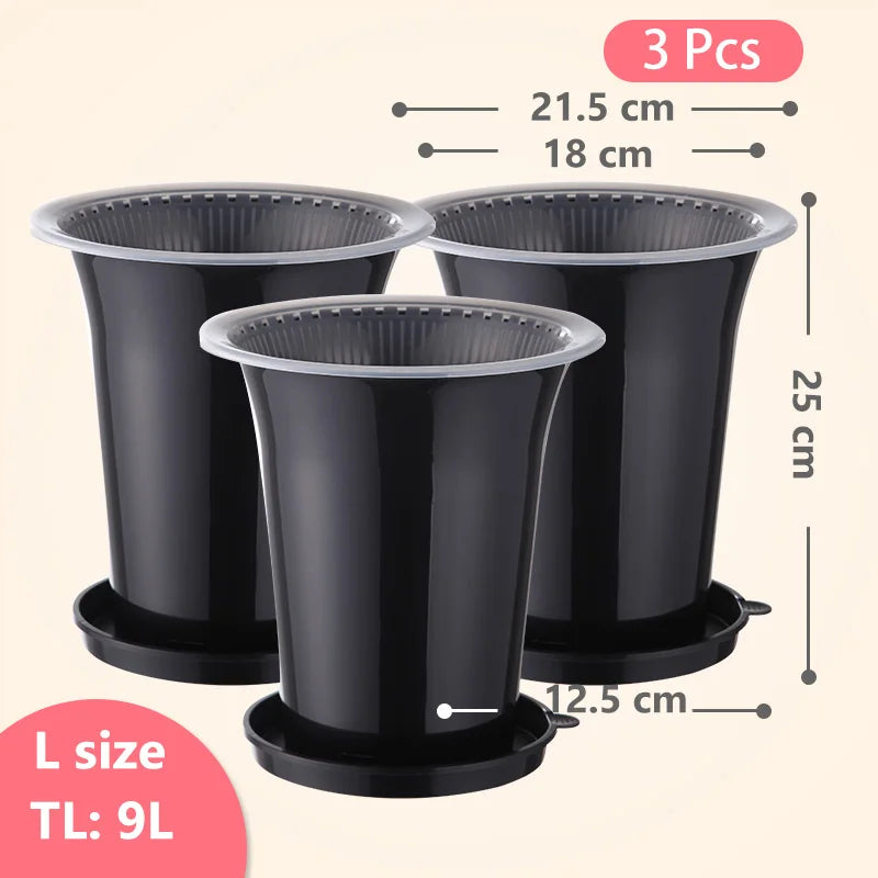 pots orchidées noir moderne adhésif racines controle fleur plante verte 13cm 15cm 18cm