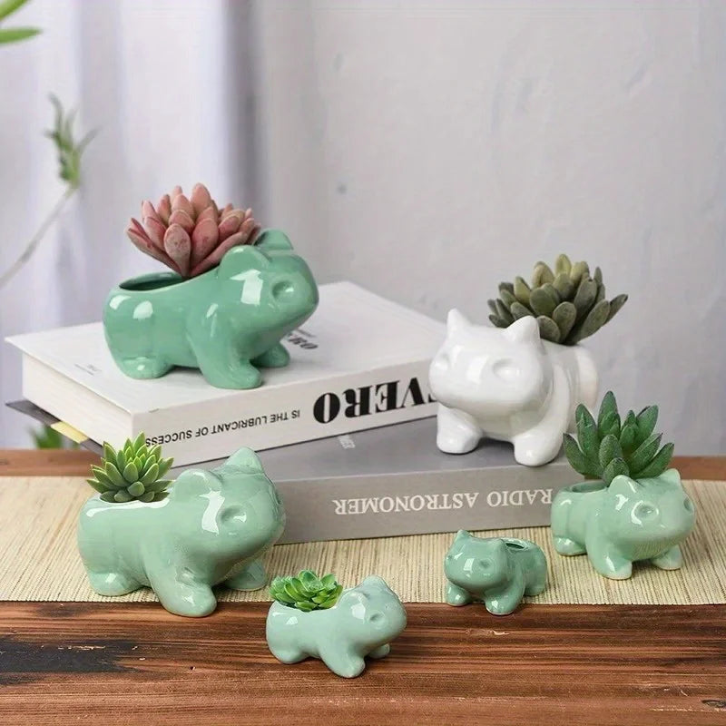 jardinière moderne cache plantes pokémon céramique porcelaine vert pastel minimaliste