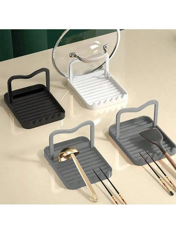 porte couverts adhésifs moderne couverts cuillère spatule marron clair gris noir cuisine anti déversement