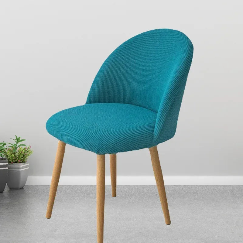 chaise moderne tissu rayures verticales orange beige bleu jaune gris pieds bois