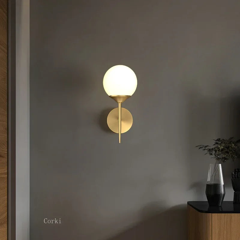 lampe murale moderne or cuivre led sphérique éclairage quotidien minimaliste fixée