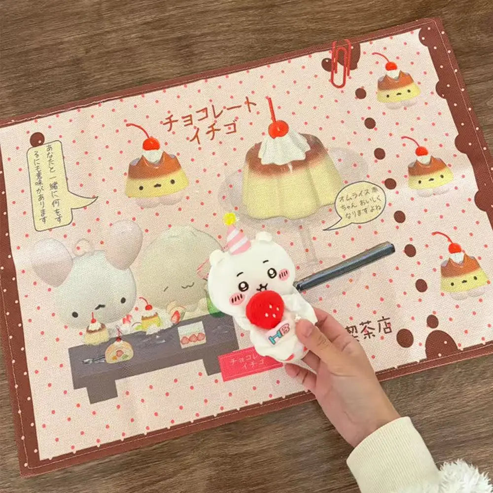 tapis table dessin animé kawaii noël mignon dessert clips beige rouge marron coton polyester