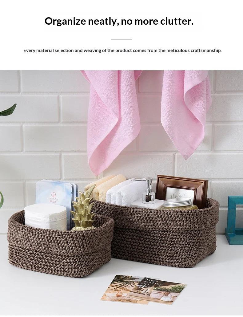 paniers rangement tissés marron gris fruits serviettes moderne minimaliste nordique pliables utilisation multiple