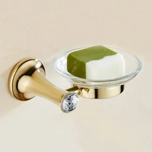 Accessoires salle bain or cristal moderne porte savon support papier toilette porte serviettes mural