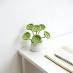 plante artificielle tricotée vert clair decoration maison anniversaire mariageintérieur creative artisanale