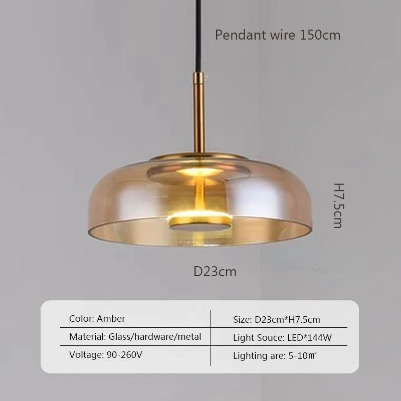 lampe suspendue moderne smoky gris ambre transparent led 90 260v 249 2000lm e27