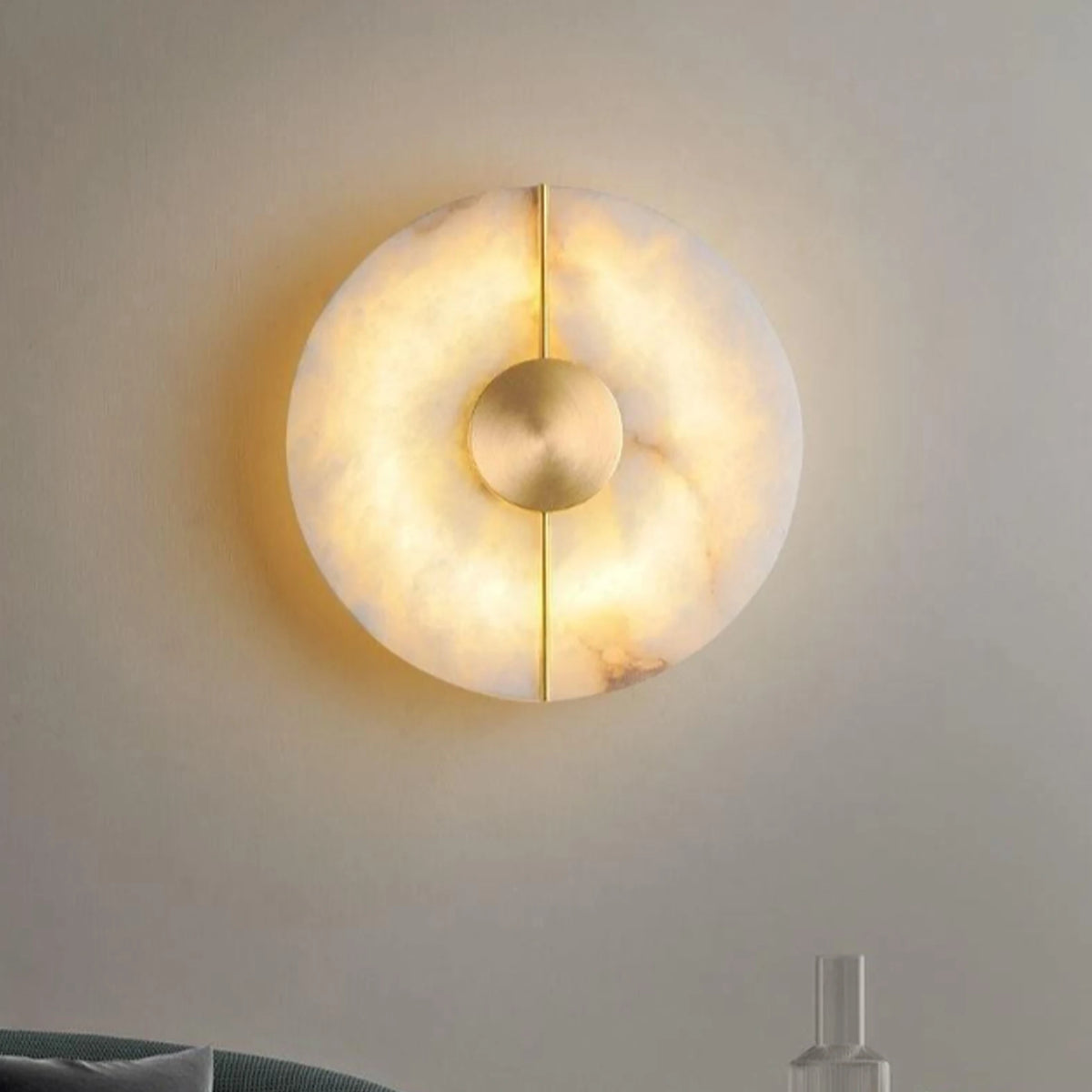 lampe murale moderne applique murale blanche dorée veines marbrées led élégante semi translucide chambre