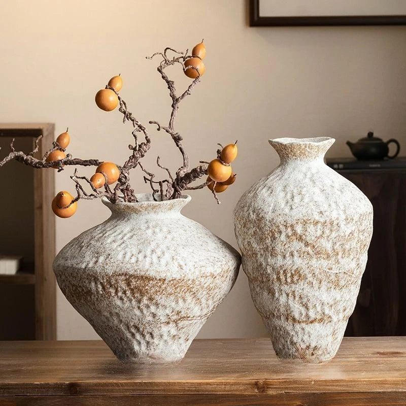 vases céramique blanc beige texture rustique vintage arrangement floralintérieurbranches séchées