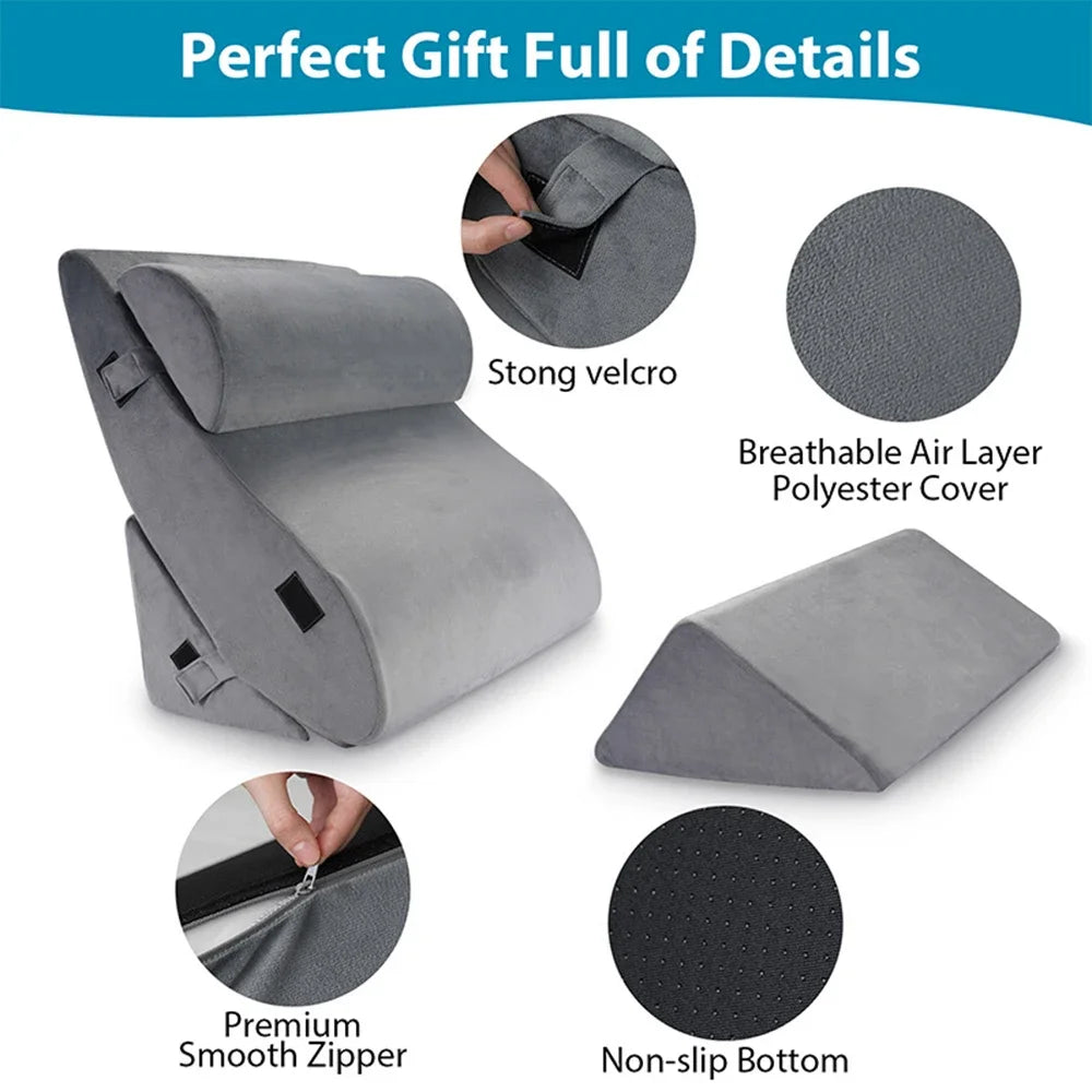coussins forme cale gris doux mousse mémoire forme couchette ergonomique contemporain adjustable lit