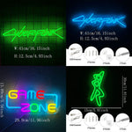 néon lumineux cyberpunk game zone texte abstrait vert bleu jaune rose violet moderne