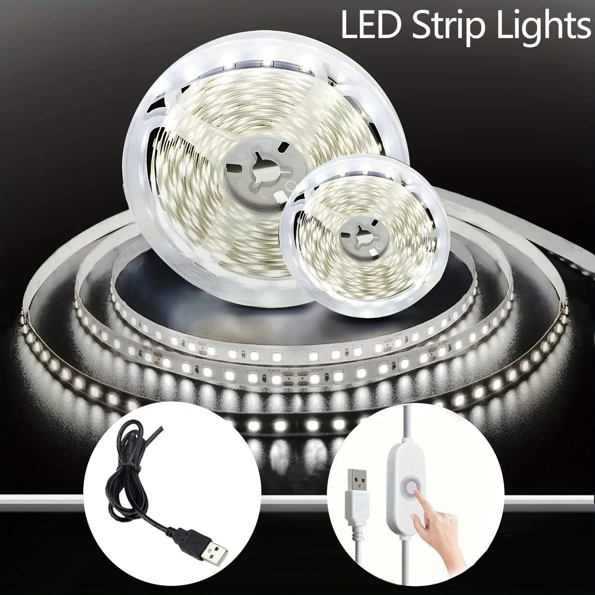 ruban led blanc chaud smd 2835 moderne adhésif cuttable rétroéclairage décoration enceinte usb
