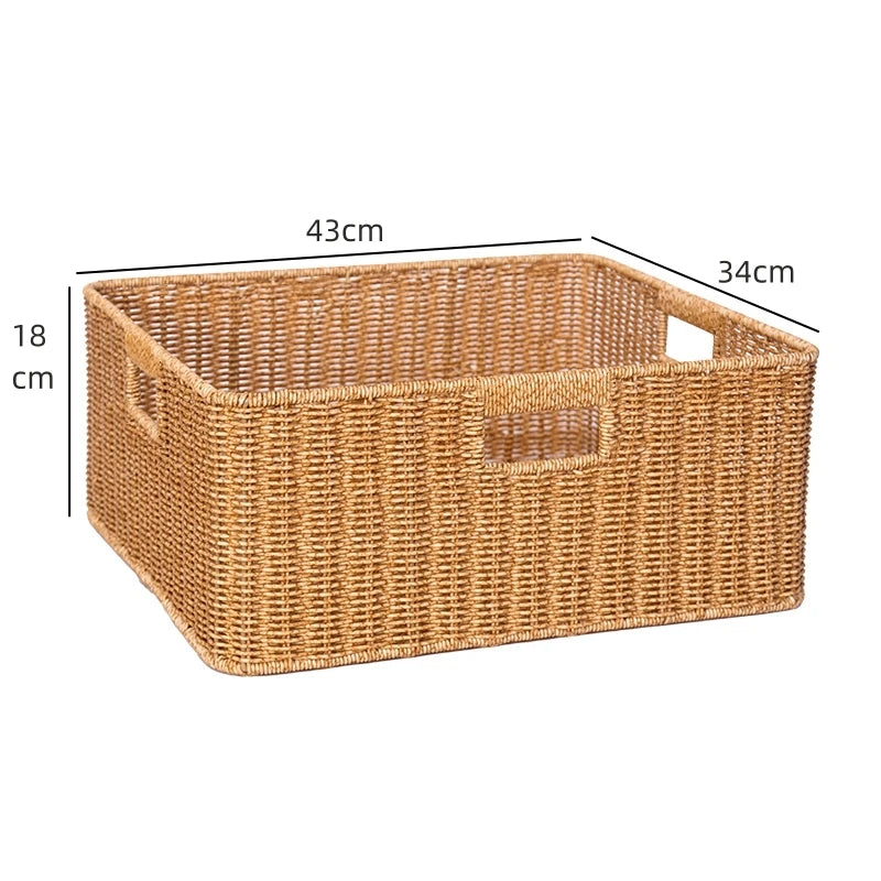panier rangement rotin marron clair rustique salle bain salon