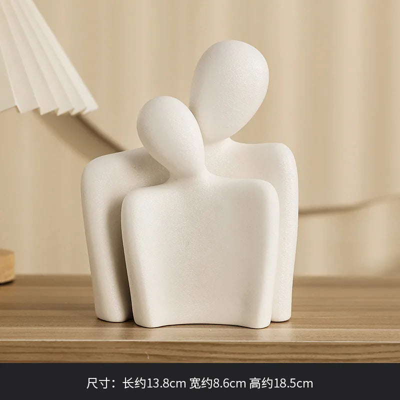 statuette couple minimaliste noir blanc céramique email mat decoration maison noel valentin mariage anniversaire