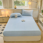 housse lit carreaux bleu clair rose marron jaune polyester 300fil 30tissus moderne adultes