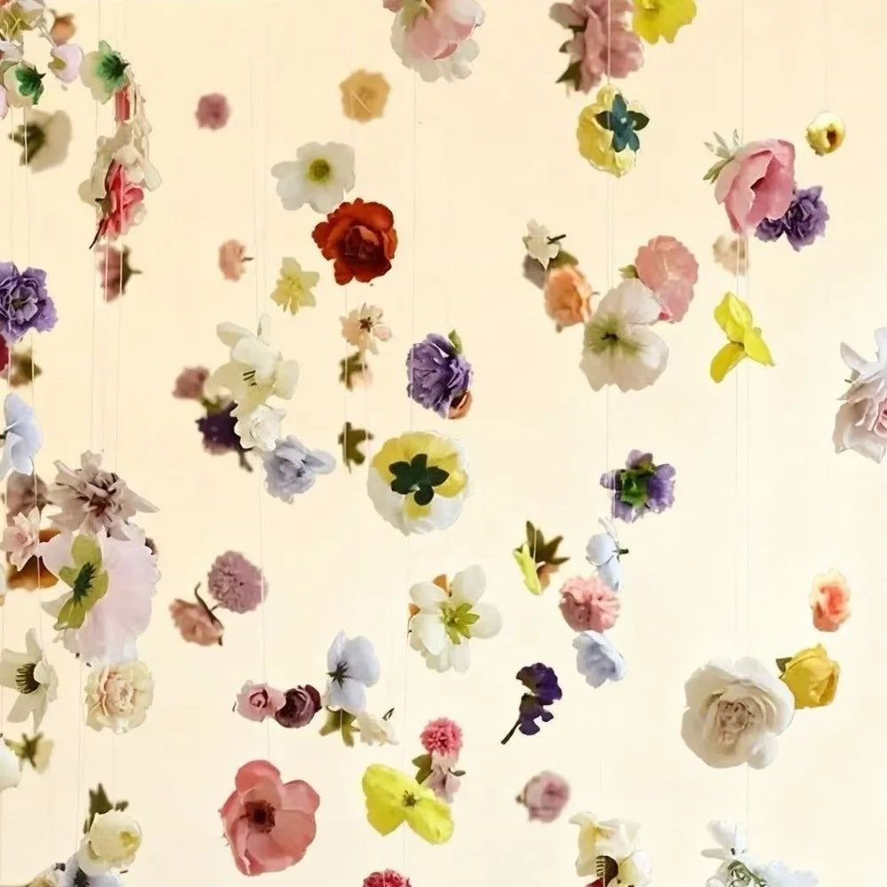 décoration romantique suspension fleurs artificielles multicolores intérieure fil rose blanc jaune orange violet vert